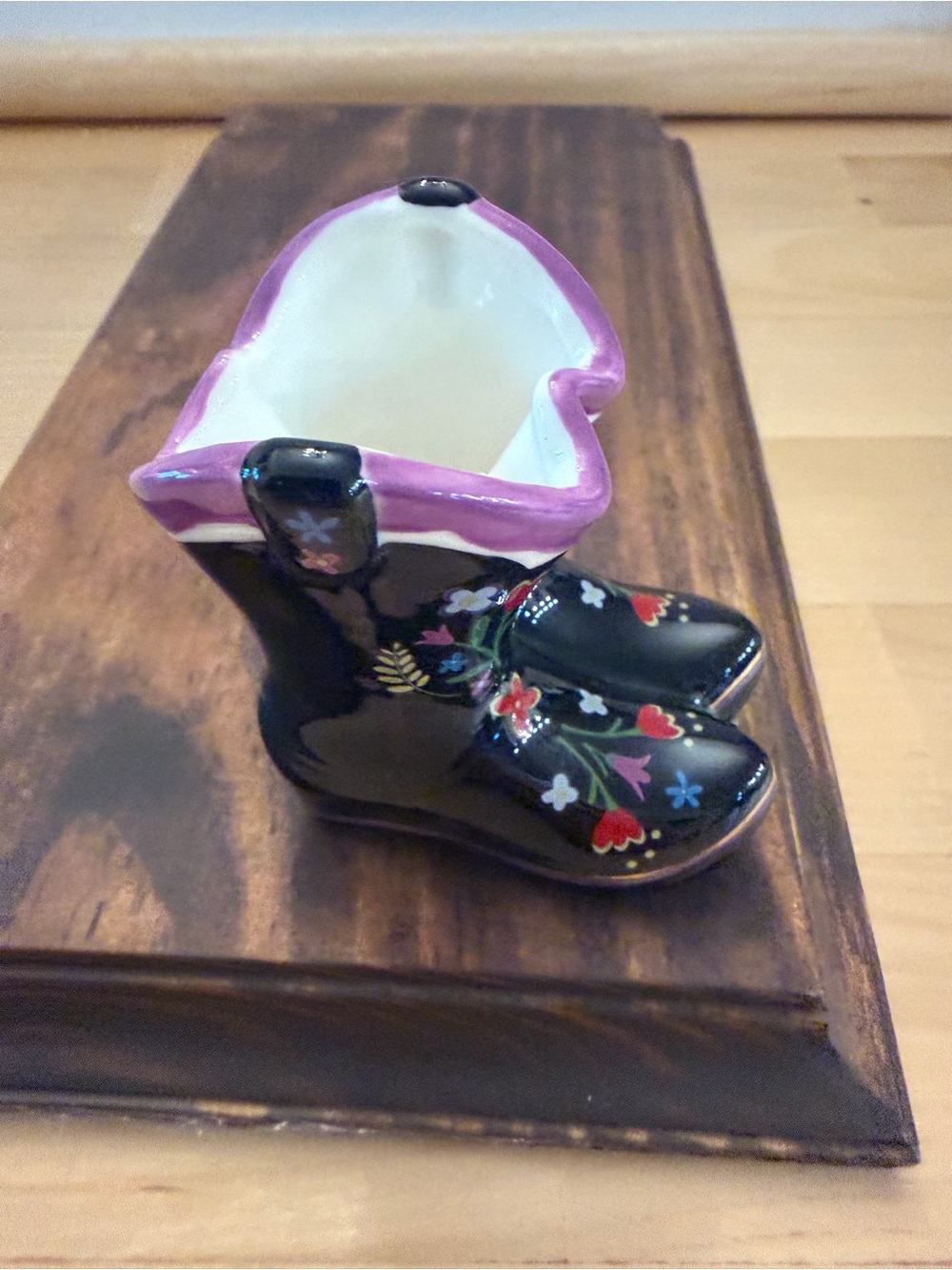 Nora Fleming western boot mini Black Ceramic Bootette Accents